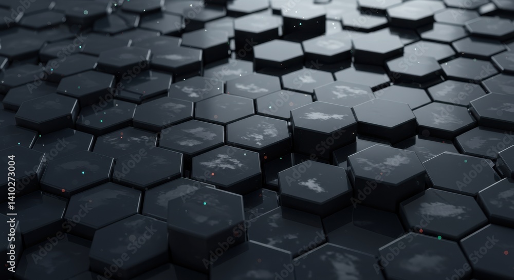 Poster Abstract dark hexagon pattern background with geometric texture design