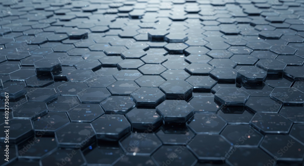 Poster Hexagonal Pattern Technology Background with Futuristic Design Elements