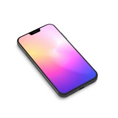 Sleek smartphone with vibrant, gradient screen display, minimalist design against a clean, white background.
