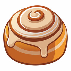 Cinnamon roll topped with creamy icing, showcasing a golden-brown swirl and a glossy finish.
