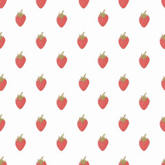 Food seamless pattern with strawberries. Hand drawn fruit background for textile, printing, packaging