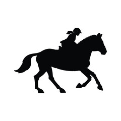 Horse with rider silhouette vector art black