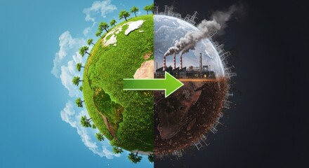 Obraz premium Concept of Environmental Change Showing Earth Transformation Pollution