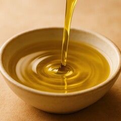 Golden Olive Oil Pouring in Slow Motion, Capturing Healthy Food Concept with Rich Texture and Culinary Appeal