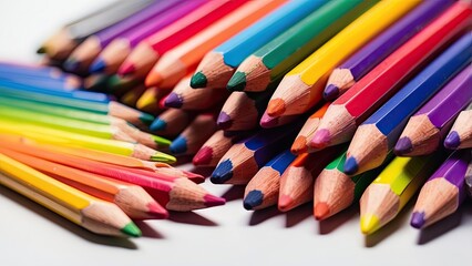 Fototapeta premium A close-up view of a variety of colored pencils arranged in a metal cup