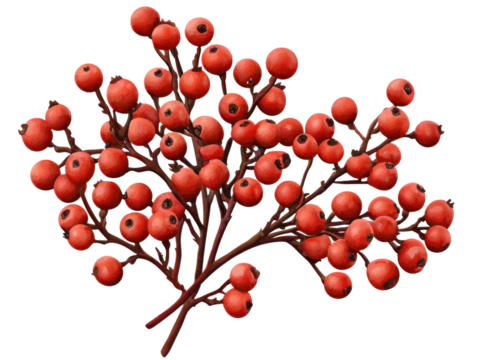 Vibrant red berries cutout background nature scene digital art colorful display aesthetic composition