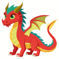 Naklejka premium Dragon character illustration with playful expression on white background