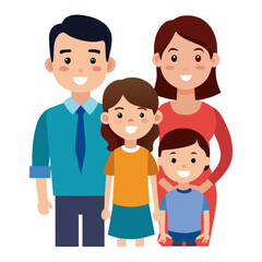 Fototapeta premium Family smiling together in colorful cartoon illustration