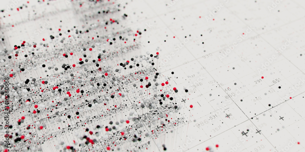 Poster Abstract data clusters visualization. AI technology neural patterns. Digital information presentation, futuristic graph. 