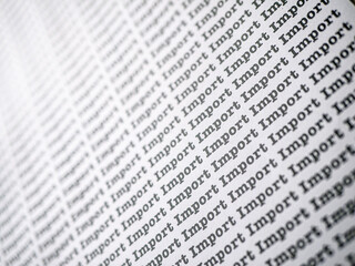 Words Import Seamless print on paper for trading export import business tax background.