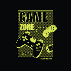 Game Zone lets play video game station joystick vector illustration