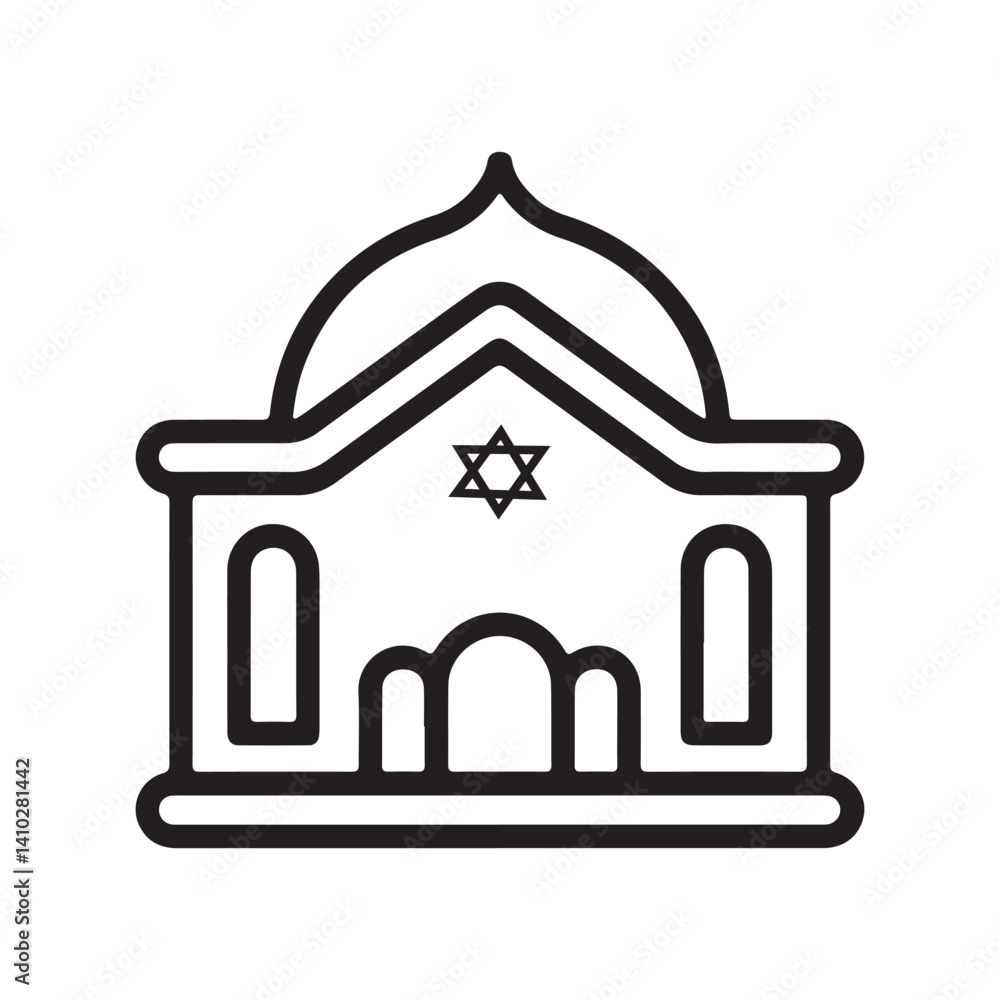Poster minimal synagogue line icon – jewish temple vector outline for ui, apps, and web design