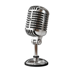 Classic chrome microphone on stand for vocal performance