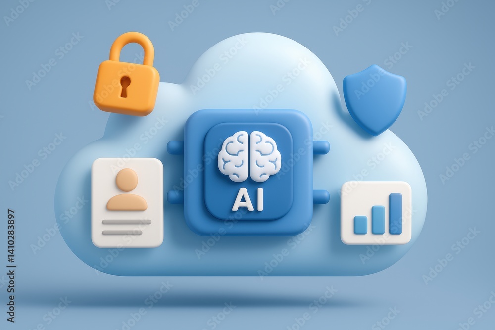Poster cloud data security: a visually captivating illustration highlighting the core concepts of cloud dat