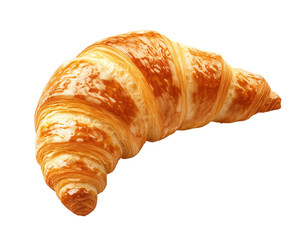 Delicious golden brown croissant isolated on transparent background