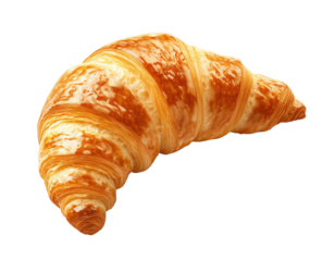Delicious golden brown croissant isolated on transparent background