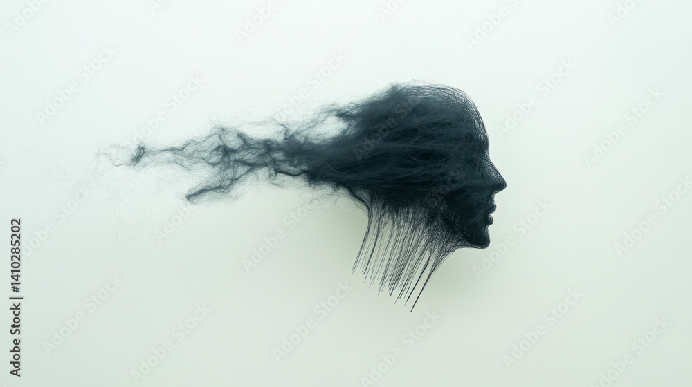 Poster Conceptual image of mind connection with wires.