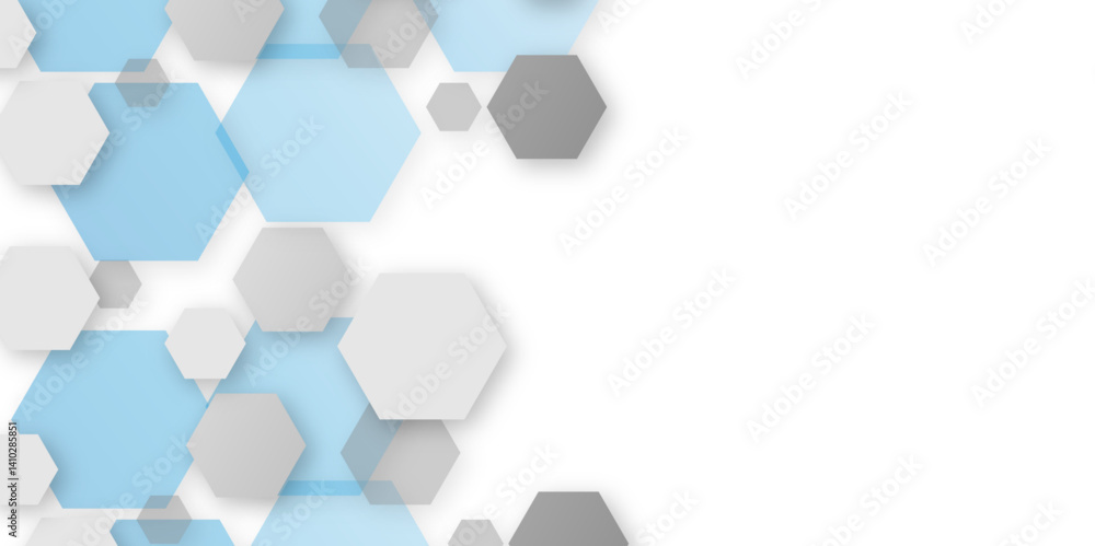 Poster abstract geometric hexagon blue texture background pattern vector illustration background on transpa