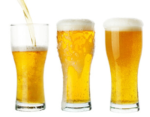 set of glasses of beer isolated on a white background