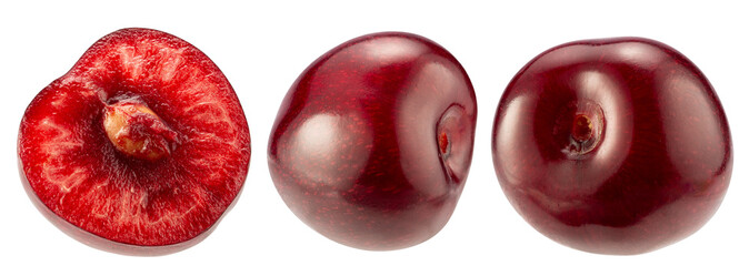 set of sweet cherries isolated on a white background