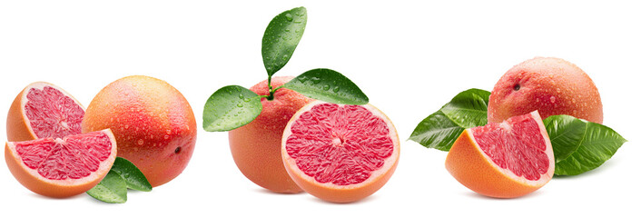 set of grapefruits isolated on a white background