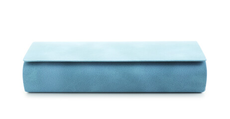 One light blue glasses case isolated on white