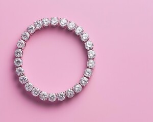 Obraz premium Handcrafted tennis bracelet with bezelset diamonds in a minimalist style, isolated on a pastel lavender background