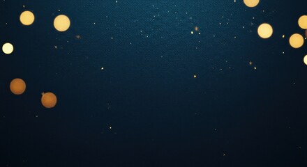 Abstract dark blue background with golden bokeh and sparkles effect