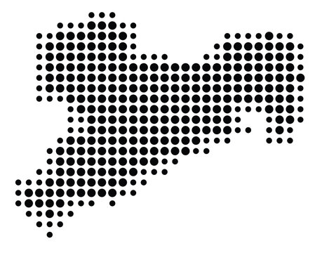 Symbol Map of the Bundesland Sachsen (Germany) showing the Bundesland with a pattern of black circles