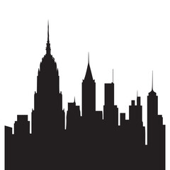 Obraz premium New York city silhouette of cityscape white background