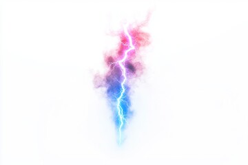 Colorful light streak with pink, purple, blue, and white smoke or cloud effect isolated on white