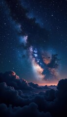 Fototapeta premium Cosmic canvas with twinkling stars against a velvety black sky, set in the vast expanse of space and time, cosmic art, dark space, starry night