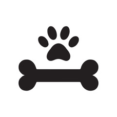 Paw and bone Icon Collection Paw and bone Icon Silhouette Set Paw print simple  white background