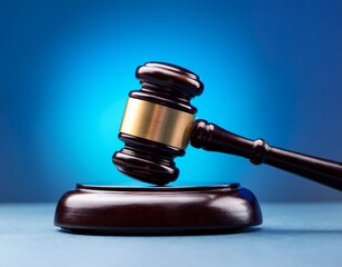 gavel hammer against blue background