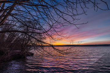 Traumhafter Sonnenuntergang am Tollensesee in Neubrandenburg