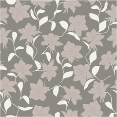 Flat style seamless pattern with flowers. Vector background for textiles.