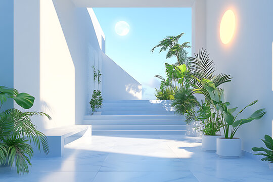 Light blue technological background with minimal 3D objects, creating a clean and modern scene for tech, presentations, and digital branding visuals.

