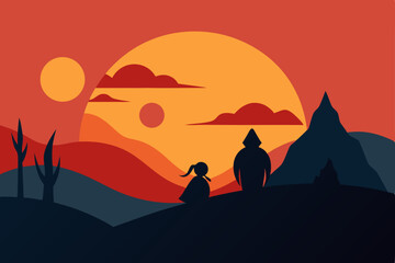 Fototapeta premium sunset in the mountains