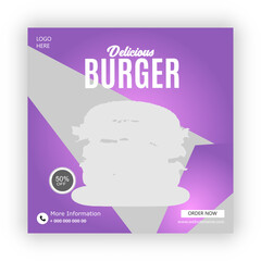 Delicious burger  social media banner  post template
