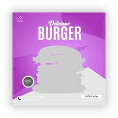 Delicious burger  social media banner  post template
