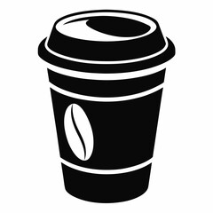 coffee cup black silhouette on white background