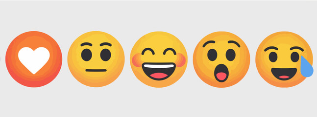 Obraz premium Colorful Social Emoticon Vector Set