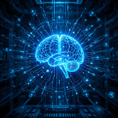 Futuristic Digital Brain with Circuitry and Neural Network