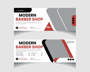 Barber shop Social Media facebook cover web banner template design set