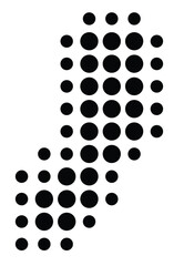 Symbol Map of the State Espirito Santo (Brazil) showing the territory with a pattern of black circles