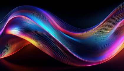 Fototapeta premium abstract fluid iridescent holographic curved wave in motion colorful gradient design on black background