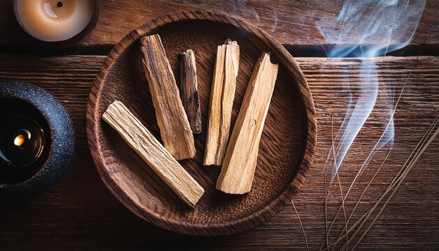 palo santo wood isoteric scense sticks meditation or yoga cleansing concept design