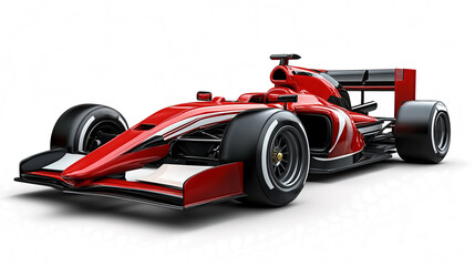 3D render of a red Formula One car isolated on a white background, 