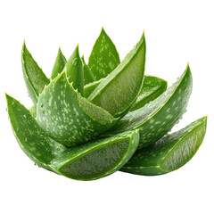Aloe Vera Leaves with Water Droplets isolated on transparent background