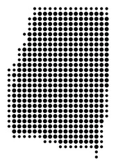 Symbol Map of the Province Santiago del Estero (Argentina) showing the territory with a pattern of black circles